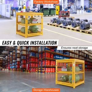Armadio Orizzontale per Stoccaggio Bombole, Capacità 4 x 33 Libbre, 31.02x30.04x35 Pollici, Gabbia per Bombole di Gas Propano per Magazzini - Product Image 2