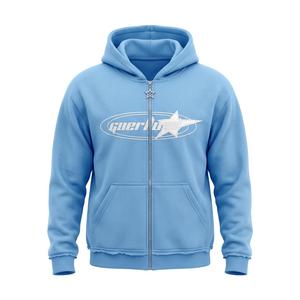 Sudadera con capucha extragrande, holgada, de tejido grueso, corta, con cremallera, unisex, con hombros caídos, de alta calidad, de algodón, felpa, con bordado de chenilla - Product Image 3