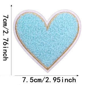 Custom Heart Shape Nonwoven Felt Embroidered Patch Iron On Sew On Glitter Applique for Clothing Hat Bag Jacket Decoration - Product Image 4