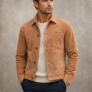 Factory Made Casual Western Style Men <b>Suede</b> Leather <b>Jacket</b> Turn Down Collar Design With Refined Stitching For Men Fashion - Product Image 2
