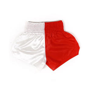 Wholesale Custom Logo Half Blue Black Muay Thai Shorts, Premium Satin Kickboxing <b>Trunks</b> <b>Men</b> Kids Training MMA Fighting Wear - Product Image 4