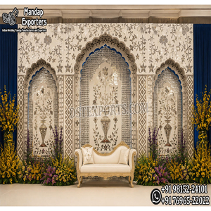 Mughal Jharokha Style Mirror <b>Wedding</b> Stage Backdrop <b>Frames</b> Dreamy Decoration mirror Panels For Reception Night Stage Australia - Product Image 1