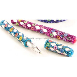 Stylo souvenir pas cher avec perles et miroir, stylo indien fait main pour cadeaux et souvenirs, stylo portable pour l'école et le bureau - Product Image 2