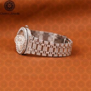 Charm_Jewells Luxury Stainless Steel <b>Watch</b> Round Case 38mm Analog Quartz <b>Diamond</b> Encrusted Women's Fashion - Product Image 3