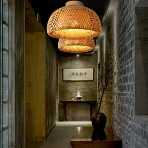 Vente en gros de luminaires suspendus en bambou de style nordique, lampe suspendue tissée naturelle avec une lumière ambiante chaude pour la décoration moderne de la maison, OEM ODM - Product Image 5