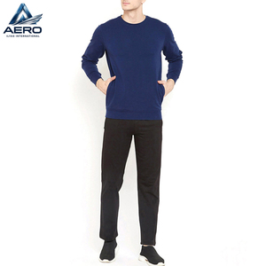 <b>Men</b> <b>Black</b> & Blue Solid Color Contrast Training Sport Wear Sweatsuit, Customized Logo Print Causal Wear <b>Men</b> Sweatsuit - Product Image 1