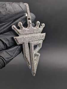 Pendentif fait main serti de diamants Moissanite VVS taille ronde, style Hip Hop, luxe, bling, personnalisé, unisexe - Product Image 5