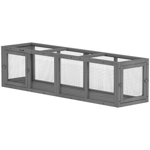 Recinto Estensibile in Legno per Animali Domestici da Esterno da 150 cm con 3 Porte, per Gatti e Cuccioli, con Ruote per Esercizio, Grigio, Tunnel per Gatti da Esterno - Product Image 1