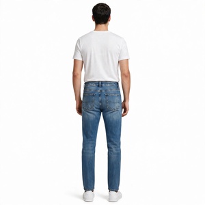 Jeans en denim délavé pour hommes, coupe droite, taille mi-haute, en coton élasthanne, décontracté, séchage rapide, écologique, marque personnalisée, vente en gros BD - Product Image 6