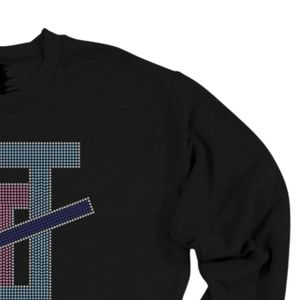 Sweat-shirt noir à col rond avec motif de lettres entrelacées, pull décontracté à manches longues pour un style streetwear quotidien - Product Image 5