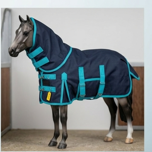 Alfombra de invierno de caballo en miniatura, ligera, 1200 Denier, impermeable, Ripstop, forro de nailon transpirable, estilo combinado con ribete Azul Marino/negro - Product Image 2
