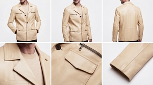 Men's <b>Leather</b> <b>Blazer</b> Coat Casual Fashion <b>Jacket</b> OEM Wholesale Private Label Supplier - Product Image 3