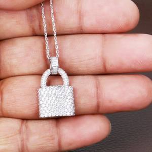 Colgante de moissanita con diseño de candado estilo hip hop, chapado en plata 925, joyería fina, colgantes y dijes al por mayor - Product Image 2