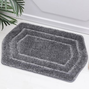 Tapis de bain rectangulaire moderne en chenille grise, antidérapant avec dos en caoutchouc, épais et moelleux, pour usage domestique - Product Image 5