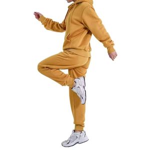 Conjunto de Sudadera con Capucha y Pantalones de Chándal de Corte Regular, de Forro Polar Sólido Transpirable, Chándal de Invierno, Traje Deportivo Personalizado con Pantalones Acampanados para Hombre - Product Image 5