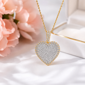 Collar con Colgante de Corazón con Diamantes Cultivados en Laboratorio en Oro Sólido de 10K, Estilo Hip Hop, Joyería Fina para Regalos del Día de San Valentín - Product Image 2