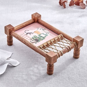 Bandeja de servir de madera rectangular estilo bohemio con soporte de cuerda, plato decorativo con diseño de dibujos animados para comedor, cocina, fiestas - Product Image 1
