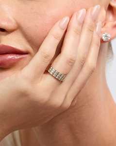 Multi Row <b>Diamond</b> Wedding Band 14k Solid Gold Round Lab Grown <b>Diamond</b> Statement Wide Eternity <b>Ring</b> Modern Luxury <b>Rings</b> Wholesale - Product Image 2