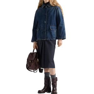 Women 100% Cotton Washed <b>Denim</b> Blouson <b>Jacket</b> Regular Fit Zip Vintage Streetwear <b>Cropped</b> Casual Outerwear Custom Private label - Product Image 2