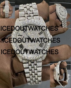 Luxury Moissanite Diamond Watch Vvs1 Iced Mechanical Skeleton Bezel Bracelet Clasp Custom Glass - Product Image 4