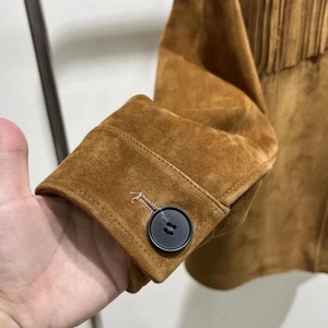 Chaqueta de Cuero con Flecos Estilo Vintage para Mujer, Abrigo Vaquero Occidental Marrón Hecho a Mano - Product Image 4