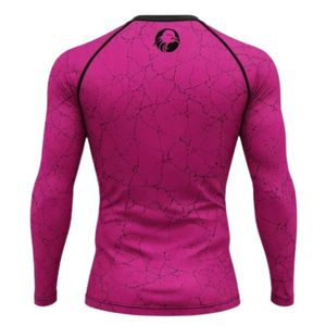 เสื้อคอมเพรสชั่นแขนยาวสีชมพูสด ลายแตก สำหรับออกกำลังกาย ฟิตเนส เทรนนิ่ง ระบายอากาศ แห้งเร็ว ชุดกีฬา - Product Image 2