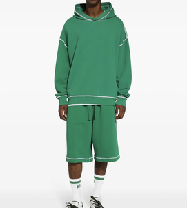 Conjunto de Sudadera con Capucha Extra Grande y Pantalones Cortos hasta la Rodilla para Hombre, Ropa Deportiva Informal de Calle, Mezcla de Algodón - Product Image 6