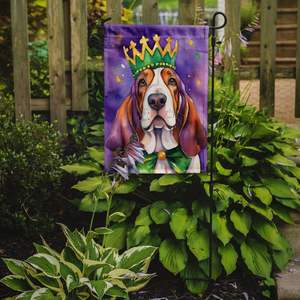 Multicolor Basset Hound King Mardi Gras Garden Flag Buzón Decorativo Patio Banner para Patio Obra DE ARTE Camas de flores Tamaño de jardín - Product Image 2