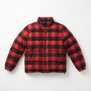 Veste matelassée pour homme, rouge et noir à carreaux, col montant, fermeture éclair, coupe-vent, décontractée, épaisse, pour l'hiver - Product Image 4