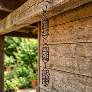 Carillon à vent cylindrique en fil métallique vintage, ornement suspendu pour jardin, décoration extérieure sur le thème de la nature, décoration de jardin - Product Image 5