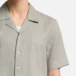 Camiseta de Lino para Hombre Estilo Urbano con Cuello Camisero y Manga Corta, Uso Diario Informal, Servicio OEM, Diseño con Logotipo, Casual - Product Image 4