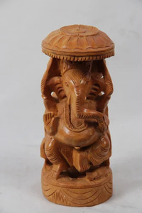 Estatua Decorativa de Ganesha en Madera con Acabado Antiguo para el Hogar, Mandir y Mesa de Oficina - Product Image 3