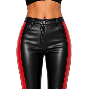 Pantalon en cuir PU taille haute pour filles, pantalon en cuir compressif pour femmes, pantalon en cuir ajusté pour femmes avec poches - Product Image 5
