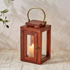 Portavelas de Madera Ecológico Hecho a Mano, con Paneles de Vidrio, Decorativo, para Colgar o Usar en Mesa, para Decoración del Hogar, Navidad - Product Image 1