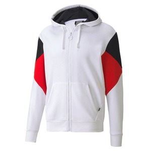 Sudadera con Capucha Blanca Vintage para Hombre, 100% Algodón, Cierre Frontal con Cremallera, Corte Regular, Informal, con Paneles Rojos y Negros, para Invierno - Product Image 2