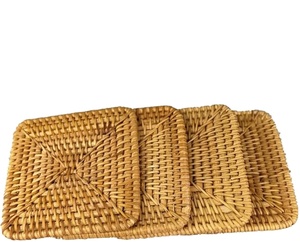 Sous-verres carrés modernes faits à la main en corne/MDF, tapis de tasse tissés écologiques, absorbants et résistants à la chaleur pour café et cuisine - Product Image 5