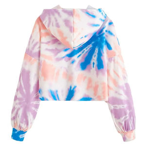 Women <b>Tie</b> Dye Cropped Hoodie Long Sleeve Pullover Sweatshirt Black and <b>White</b> Marble Print Streetwear Casual Drawstring <b>Top</b> - Product Image 4