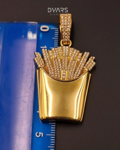 Colgante de patatas fritas con incrustaciones de moissanita, chapado en oro de 18K, estilo Hip Hop, precio al por mayor, colgantes bonitos para hombres y mujeres - Product Image 3