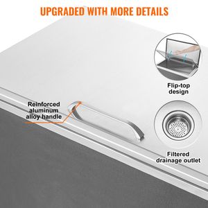 Contenitore per Ghiaccio Commerciale 24"L X 20"W X 15"H in Acciaio Inox 40qt con Coperchio a Cerniera per Cucina Esterna - Product Image 5