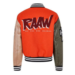 Veste universitaire rouge personnalisée en laine et cuir, veste de baseball avec patch brodé, fabricant OEM - Product Image 4
