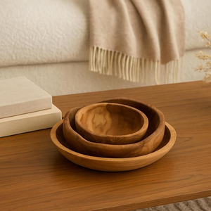 Cuencos Grandes Clásicos de Madera de Teca, Perfectos para Uso Diario, Cuencos de Madera Maciza - Product Image 4