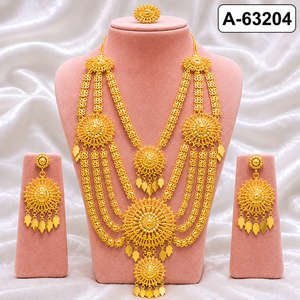Conjunto de Collar y Pendientes con Borlas Chapadas en Oro, Joyería Étnica Clásica para Mujer, para Bodas, A-63201 - Product Image 6