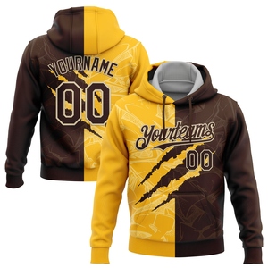 Sudadera Deportiva para Hombre con Diseño Personalizado, Patrón de Parches Cosidos, Color Marrón Dorado, con Efecto 3D, Venta Directa de Fábrica - Product Image 1