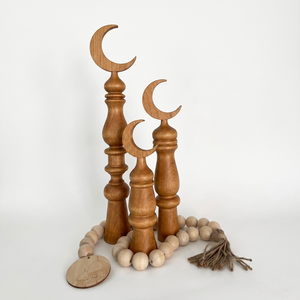 Juego de Adornos de Madera con Forma de Luna Creciente Árabe, Realza el Interior de tu Hogar Moderno con una Estética Natural Elegante y Única - Product Image 4