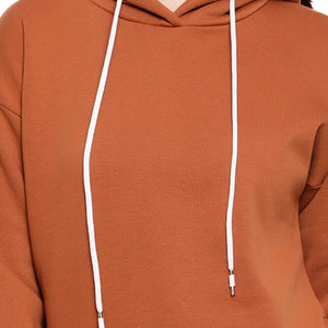 Sudadera con Capucha para Mujer, Color Sólido, Manga Larga, 100% Algodón, Informal, para Otoño, Tejido Transpirable - Product Image 5