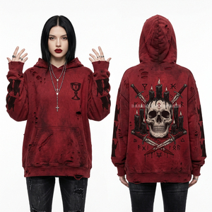 Sweat à capuche polaire pour femme violet 400 GSM, motif crâne galaxie, impression personnalisée des phases lunaires sur les manches, effet vieilli, coupe oversize, motif nébuleuse spatiale - Product Image 3