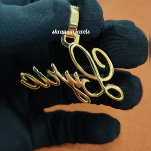 Collar Personalizado con Letras en Cursiva Estilo Hip Hop, Chapado en Rodio y Oro de 10K, con Colgantes de Moissanita, Regalo Unisex - Product Image 5