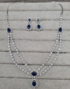 Parure de bijoux LucentArts exquise à double couche avec diamants américains blancs, boucles d'oreilles pendantes et collier en zircon étincelant taille poire pour femme - Product Image 6