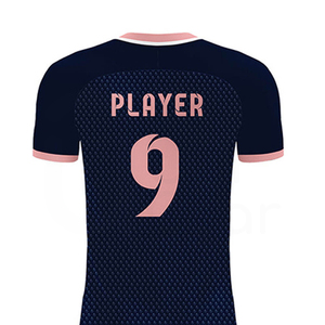 ชุดเสื้อฟุตบอลแบบกำหนดเองสำหรับผู้ชาย คอวี แขนสั้น ระบายอากาศได้ดี ผลิตจากโพลีเอสเตอร์ ชุดทีมพร้อมหมายเลข 9 กางเกงขาสั้นสีชมพู - Product Image 4