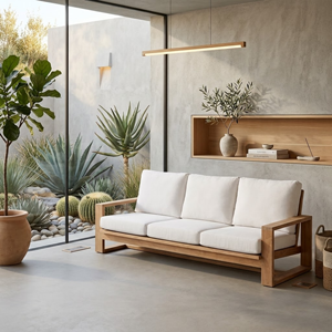 Living Room <b>Sofas</b> Custom Teak Wood <b>Sofa</b> Factory Low Profile Residential 3 Seater Couch Private Label Furniture Indonesia - Product Image 1